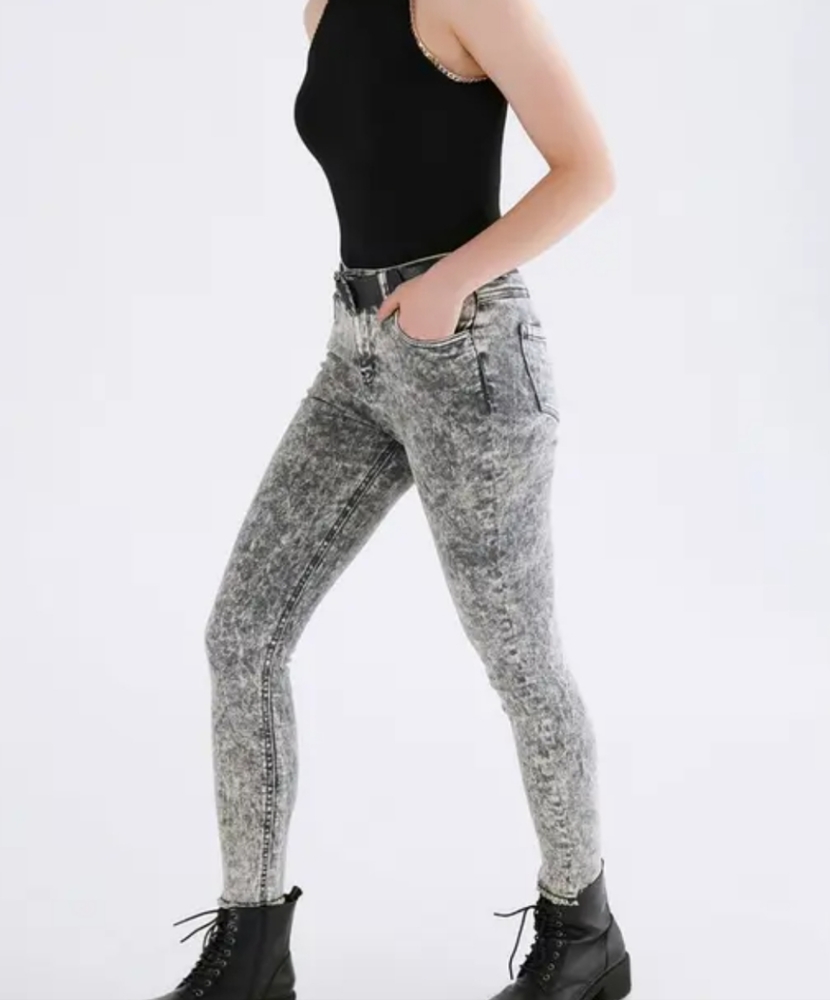 One Teaspoon Acid Wash Gray Skinny Jeans